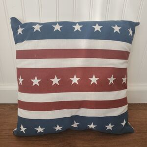 Red White Blue Patriotic Star Stripe Pillow 16x16